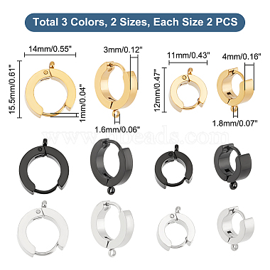 unicraftale 12pcs 6 style 304 résultats de boucles d'oreilles en acier inoxydable(STAS-UN0043-23)-4