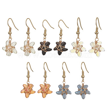 Mixed Color Starfish Lampwork Earrings
