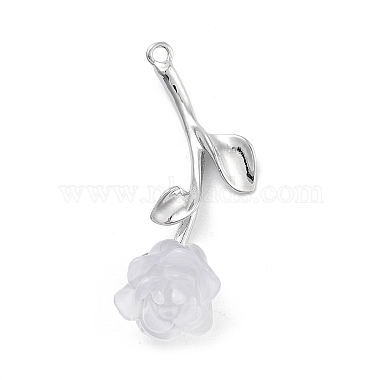 White Flower Alloy+Resin Pendants