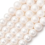 Electroplated Shell Pearl Graduated Beads Strands, Smooth Round, Frosted, Seashell Color, 8~12mm, Hole: 0.8~1mm, about 48pcs/strand, 16.14''(41cm)(SH-CBA8E5B-02)
