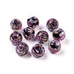 Handmade Gold Sand Lampwork Beads, Inner Flower, Round, Black, 8~8.5x7~8mm, Hole: 1.5~2mm(LAMP-T006-10A)