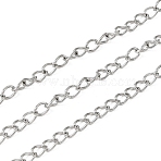 Tarnish Resistant 304 Stainless Steel Curb Chains, Soldered, with Spool, Stainless Steel Color, 4x3x0.6mm, about 328.08 Feet(100m)/roll(CHS-R005-100m-01)