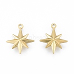 Ion Plating(IP) 304 Stainless Steel Pendants, Star, Golden, 21x17x4mm, Hole: 1.6mm(STAS-N097-256LG)