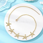 Ocean 304 Stainless Steel Starfish Bib Necklaces for Women, Golden, 15.87 inch(40.3cm)(NJEW-JN05920)