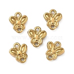 304 Stainless Steel Links, Butterfly Connector Charms, Ion Plating(IP), Real 18K Gold Plated, 7.5x6.5x1.5mm, Hole: 0.8mm(STAS-D211-11B-G)