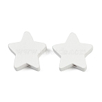 Spray Painted Wood Beads, Star, White, 18.5x19x6mm, Hole: 2.5mm(WOOD-F017-01A)