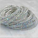 Brass Rhinestone Tennis Bracelets, Stretch Bracelets for Women, Square, Crystal AB, Inner Diameter: 2-1/8 inch(5.25cm)(WG6EB7A-19)
