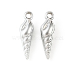 Acrylic Pendants, Conch Shape Charms, Platinum Plated, 31x9x9.5mm, Hole: 3mm(PACR-B005-01C)