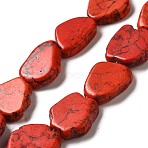 Synthetic Turquoise Dyed Beads Strands, Nuggets, Red, 22~32x19~26.5x6~10mm, Hole: 1.2mm, about 13~16pcs/strand, 14.96~16.34 inch(38~41.5cm)(G-E594-25E)
