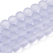 Transparent Glass Bead Strands, Frosted, Round, Lilac, 8mm, Hole: 1~1.6mm, about 99pcs/strand, 31.4 inch(GLAA-S031-8mm-25)