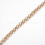 Ion Plating(IP) 304 Stainless Steel Rolo Chains, Belcher Chain, Unwelded, with Spool, for Jewelry Making, Golden, 3x1mm, about 32.8 Feet(10m)/roll(CHS-H007-50G)