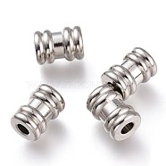 202 Stainless Steel Groove Beads, Column, Stainless Steel Color, 8x6mm, Hole: 2.4mm(STAS-I168-09P)