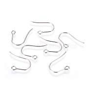 316 Surgical Stainless Steel Earring Hooks, with Horizontal Loop, Stainless Steel Color, 18~19x13~14x0.7mm, Hole: 2mm, 21 Gauge, Pin: 0.7mm(STAS-F216-03P-A)