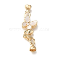 Brass Micro Pave Clear Cubic Zirconia Fold Over Clasps, Acrylic Butterfly, Real 18K Gold Plated, 50mm(KK-H480-49G)