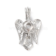 Alloy Bead Cage Pendants, Hollow Cage Charms for Chime Ball Pendant Making, Platinum, Wing, 30x18x9mm, Hole: 5x3mm(FIND-M012-01G-P)