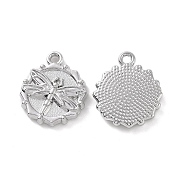 Alloy Pendants, Flower with Dragonfly Charm, Platinum, 17.5x15x3mm, Hole: 1.6mm(FIND-A023-07P)