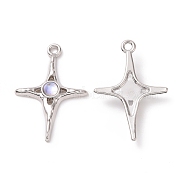 Alloy Pendants, with Plastic Beads, Star, Platinum, 30x20x4mm, Hole: 1.8mm(FIND-I020-09P)