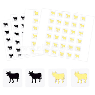Olycraft 80 Sheets 2 Color Cartoon Animal Meal Stickers, Adhesive Square Paper Labels, Gold & Black, Cow Pattern, 6.6~7.8x8.1~9x0.02cm, 30pcs/sheet, 40sheets/color(DIY-OC0008-67A)
