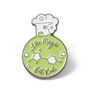 Word Like Magic But Real Enamel Pin, Chemistry Bottle Alloy Badge for Teachers' Day, Gunmetal, Green, 30.5x20.5x1.5mm, Pin: 1mm(JEWB-H008-29B)