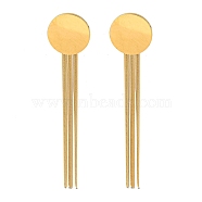 Vacuum Plating Golden 304 Stainless Steel Dangle Stud Earrings, Chains Tassel Earrings, Flat Round, 62x13mm(EJEW-D083-11B)