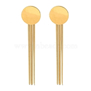 Ion Plating(IP) Golden 304 Stainless Steel Dangle Stud Earrings, Chains Tassel Earrings, Flat Round, 62x13mm(EJEW-D083-11B)