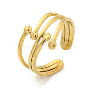 Ion Plating(IP) 304 Stainless Steel Open Cuff Rings, Real 18K Gold Plated, Inner Diameter: 18mm(RJEW-K245-89G)