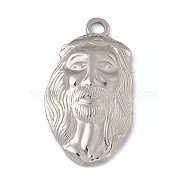 304 Stainless Steel Pendants, Jesus Charm, Stainless Steel Color, 39x21.5x5mm, Hole: 3.4mm(STAS-P316-16P)