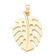 Leaf Rack Plating Alloy Big Pendants, Lead Free & Nickel Free & Cadmium Free, Matte Gold Color, 71x49.5x3mm, Hole: 11.5x7mm(FIND-N005-50G)