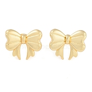 Brass Studs Earring for Women, Bowknot, Real 18K Gold Plated, 19x22.5mm(EJEW-S225-21G)