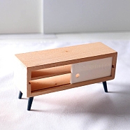 Dollhouse Miniature Living Room, Wooden TV Cabinet Furniture Micro Model, BurlyWood, 118x40x58mm(PW-WG57836-01)
