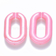Opaque Acrylic Linking Rings, Quick Link Connectors, for Cable Chains Making, Pearlized, Oval, Pink, 31x19.5x5.5mm, Inner Diameter: 19.5x7.5mm(X-OACR-S036-006A-H07)