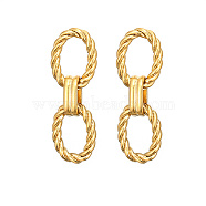 304 Stainless Steel Oval Dangle Stud Earrings, Golden, 33x11.4mm(LU8104-3)