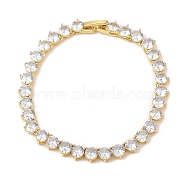 Brass with Cubic Zirconia Link Bracelets, Lead Free & Cadmium Free, Real 18K Gold Plated, Real 18K Gold Plated, 6-7/8 inch(17.5cm)(BJEW-Q350-01G)