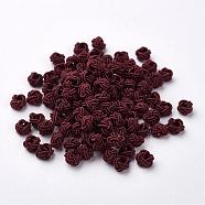Polyester Weave Beads, Round, Dark Red, 6x5mm, Hole: 4mm, about 200pcs/bag(WOVE-N002-02)