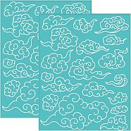 Self-Adhesive Silk Screen Printing Stencil, for Painting on Wood, DIY Decoration T-Shirt Fabric, Turquoise, Cloud Pattern, 195x140mm(DIY-WH0337-052)