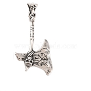 316 Surgical Stainless Steel Big Pendants, Axe Charms, Antique Silver, 55x30.5x7.5mm, Hole: 8.5x4.5mm(STAS-Z073-45AS)