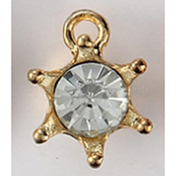 Alloy Rhinestone Pendants, Hexagram, V, Golden, 14x11mm(PALLOY-WH0083-06)