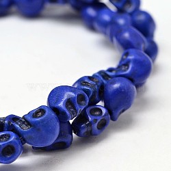 Dyed Synthetic Turquoise Bead Strands, Skull, Medium Blue, 8x6x7mm, Hole: 1mm, about 48~49pcs/strand, 15.3~15.5 inch(G-M145-08-A)