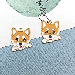 Alloy Enamel Puppy Pendants, Cute Dog Charms, Goldenrod, 23x19mm(PW-WG22495-02)