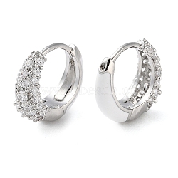 Brass Micro Pave Clear Cubic Zirconia Hoop Earrings for Women, White, Platinum, 13.5x15x5.5mm(EJEW-S234-07P-02)