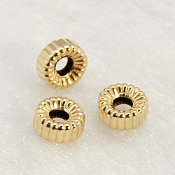 Yellow Gold Filled Corrugated Beads, 1/20 14K Gold Filled, Cadmium Free & Nickel Free & Lead Free, Rondelle, 4x2mm, Hole: 1mm(X-KK-G157-4x2mm-3)