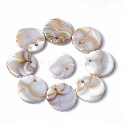 Acrylic Pendants, Imitation Gemstone Style, Flat Round, Linen, 16x3mm, Hole: 1.5mm, about 720pcs/500g(OACR-T007-12H)