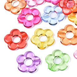 Transparent Acrylic Beads Frames, Flower, Mixed Color, 18x19x4mm, Hole: 1.2mm, Inner Diameter: 6mm(X-MACR-S296-32)