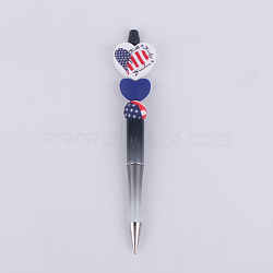 Plastic Ball-Point Pen, Beadable Pen, for DIY Personalized Pen, Independence Day, Flag, 145mm(WG24068-07)