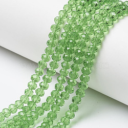 Glass Beads Strands, Faceted, Rondelle, Lime, 2.3~2.7x2mm, Hole: 0.4mm, about 150~155pcs/strand, 32~33cm(EGLA-A034-T1mm-D11)