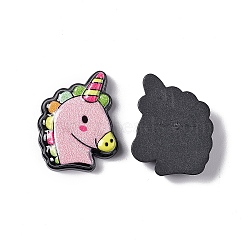 Opaque Resin Cabochons, Unicorn, Pink, 22.5x17.5x5mm(RESI-C027-05A)