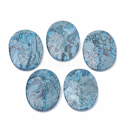 Natural Ripple Jasper Cabochons, Dyed, Oval, Sky Blue, 40~41x30~30.5x6~7mm(X-G-S330-14A)