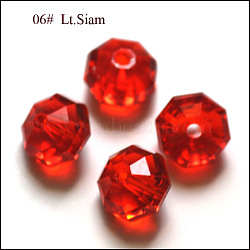 Imitation Austrian Crystal Beads, Grade AAA, Faceted, Octagon, Red, 6x4mm, Hole: 0.7~0.9mm(SWAR-F083-4x6mm-06)
