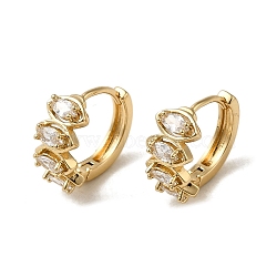 Brass Micro Pave Cubic Zirconia Hoop Earring, Light Gold, 14x7.5mm(EJEW-L271-19KCG-04)