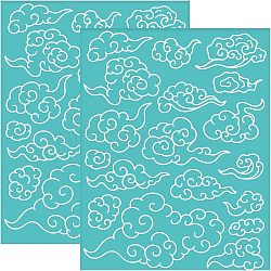 Self-Adhesive Silk Screen Printing Stencil, for Painting on Wood, DIY Decoration T-Shirt Fabric, Turquoise, Cloud Pattern, 195x140mm(DIY-WH0337-052)